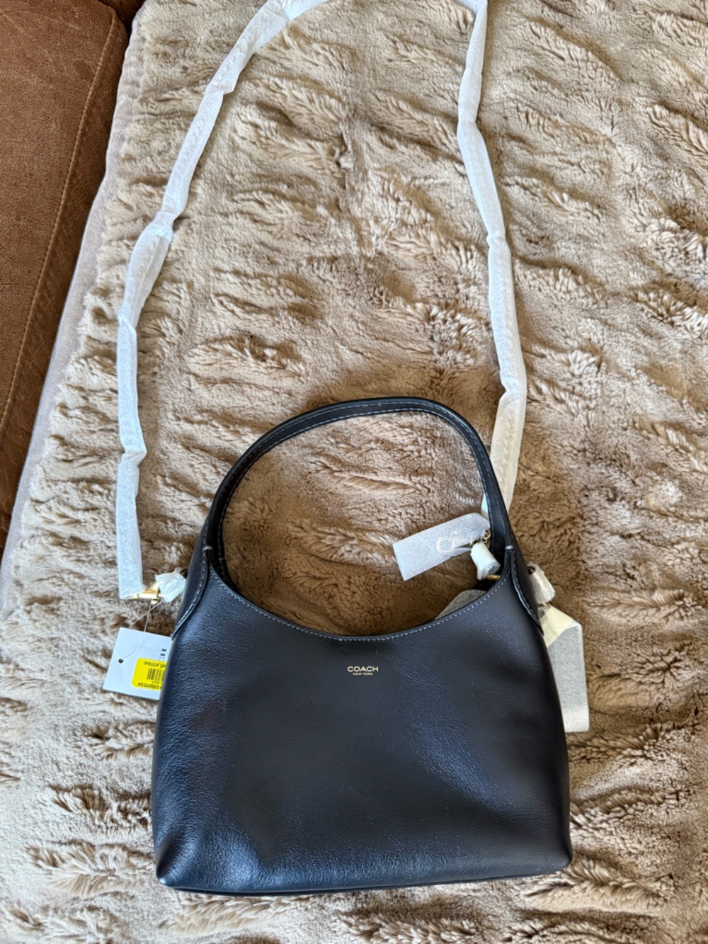 Coach Black Leather Shoulder Hobo Bag